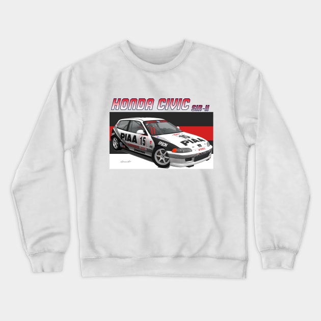Honda Civic SiR-II Crewneck Sweatshirt by PjesusArt